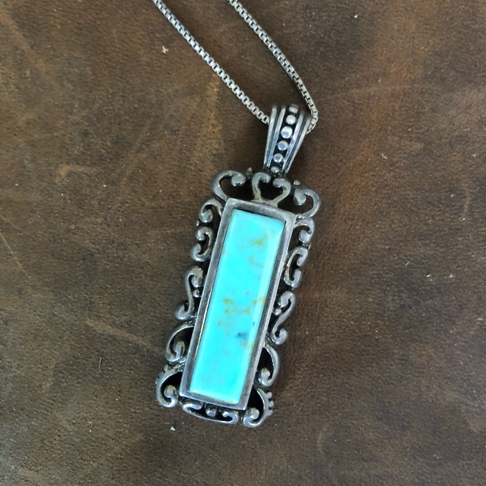 Turquoise silver necklace.